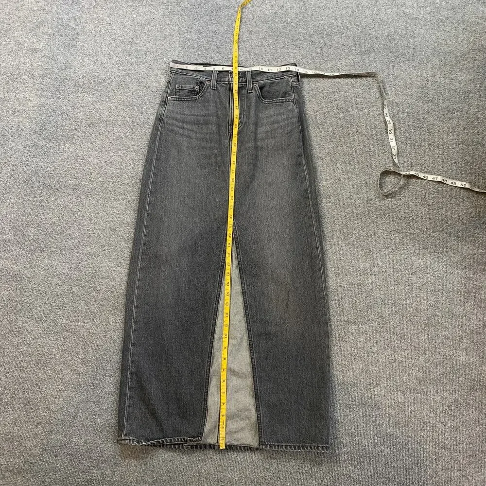 Levis Skirt Womens 24 Gray Ankle Column Denim Slit Front Pockets Zip Fly Stretch